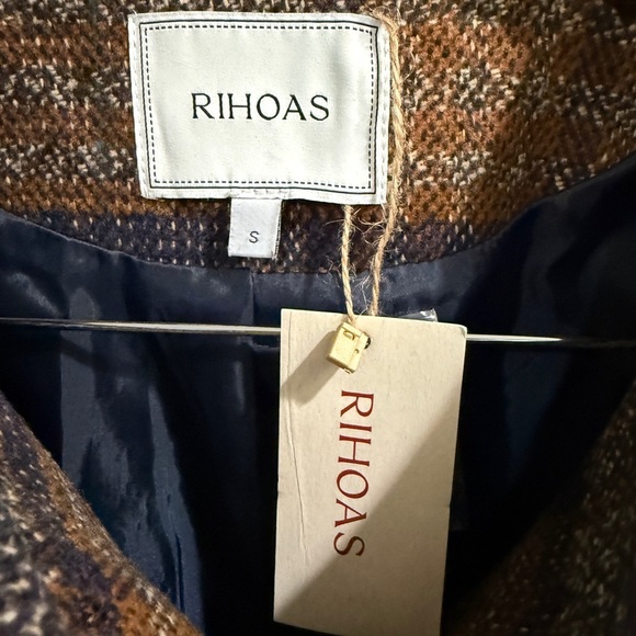 RIHOAS Brown and Blue Plaid Blazer NWT - Picture 4 of 4